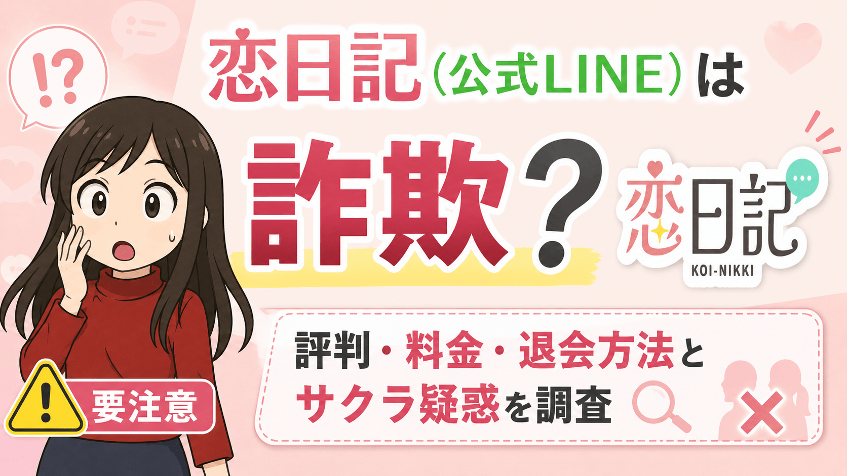 恋日記(公式LINE)は詐欺?評判・料金・退会方法とサクラ疑惑を調査
