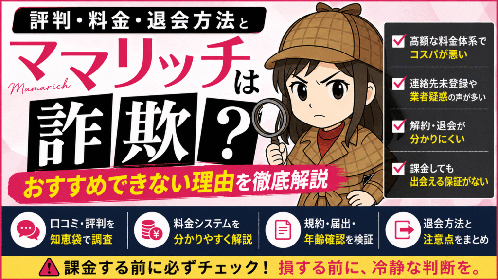 ママリッチは詐欺？評判・料金・退会方法とおすすめできない理由